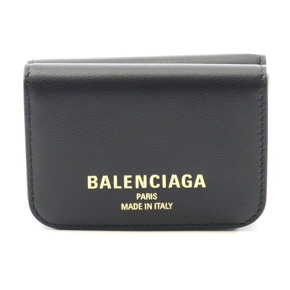 Balenciaga Leather Tri-Fold Wallet Black - Picture 1 of 6
